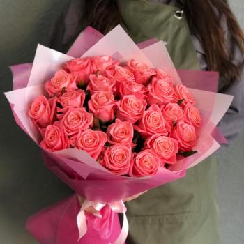Розовые розы 50 см 25 шт. (Россия) код: 77330