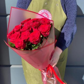 Красные розы 60 см 15 шт. (Россия) код товара  77406ufa