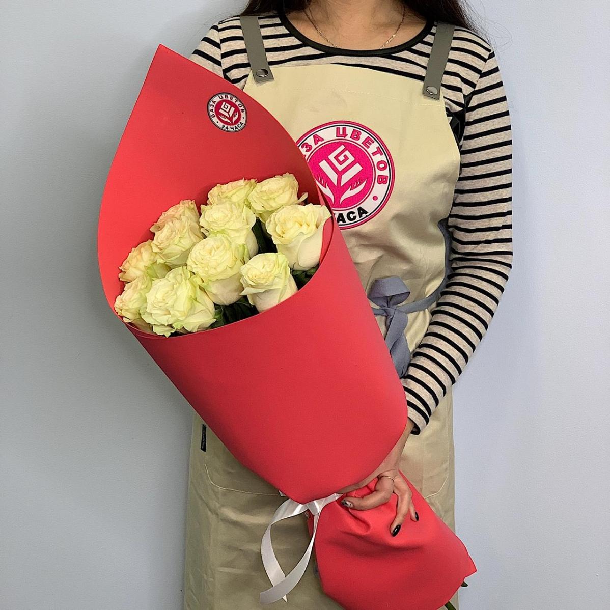 Букет из белых роз 11 шт 40 см (Эквадор) код: 21052