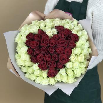 Букет 101 роза (Кения) в виде Сердца код товара   26676